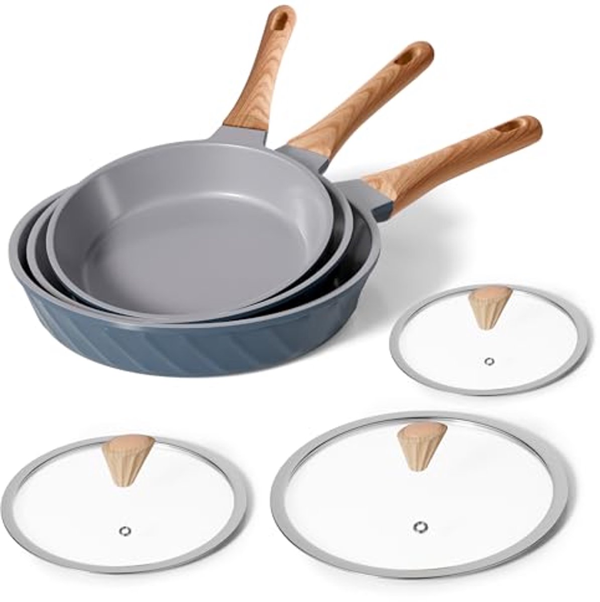 Keramische Antiaanbakpannen Set - Gezond Kookgerei 20 cm, 24 cm, 28 cm
