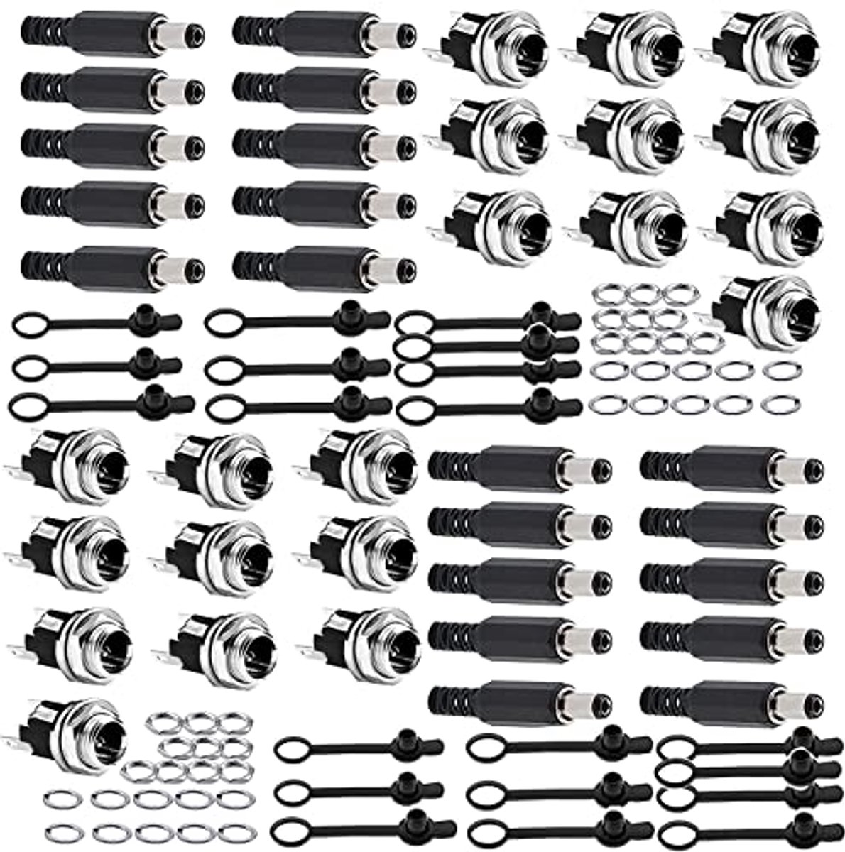 100 stuks DC holle stekkerbus set 5,5 x 2,1 mm en 5,5 x 2,5 mm - Laagspanningsconnectoren voor audio/video/mobiele apparaten