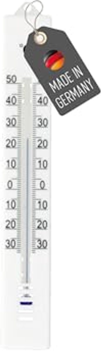 Tuinthermometer voor Binnen en Buiten -30 °C tot +50 °C, Analoog Weerbestendig, 17 cm, Wit