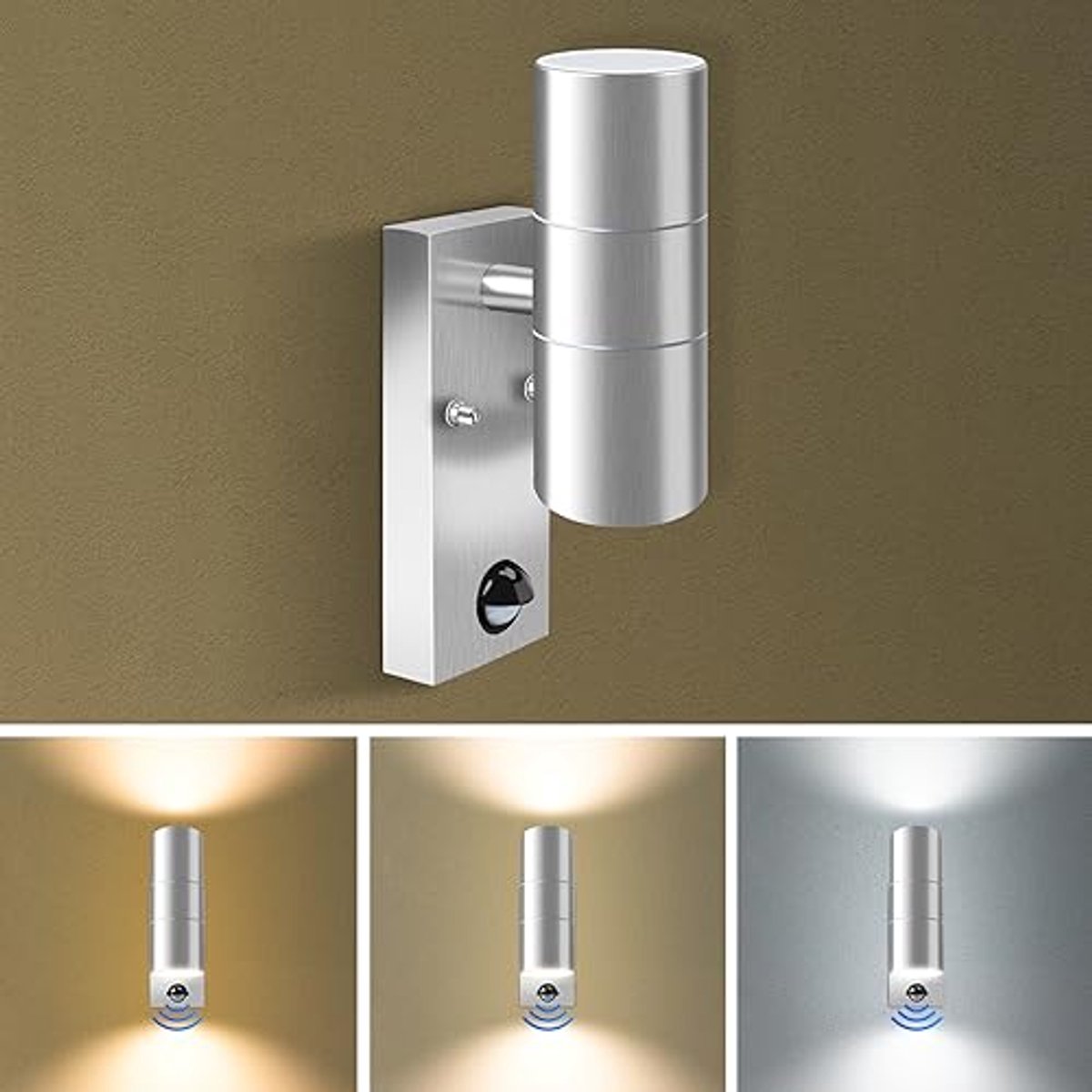 Bewegingssensor Buitenlamp met IP65 Waterdichtheid en 3 Kleuren Temperatuur