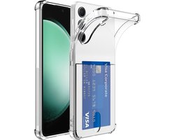 Geschikt voor Samsung Galaxy S23 FE Telefoonhoesje met Pasjeshouder Doorzichtig Siliconen TPU met Stootrand - Transparant Silicone TPU Back Cover Case with Cardslot - Smartphonica geschikt voor Samsung Galaxy S23 FE