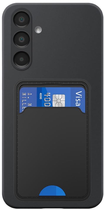 Zwart telefoonhoesje voor Samsung Galaxy A16 met pasjeshouder.