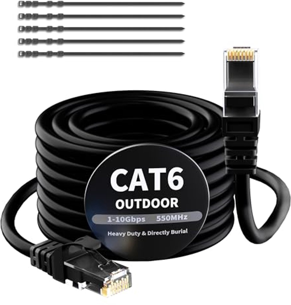 Ethernet-kabel 5 meter voor binnen en buiten, waterdicht, Gigabit UTP netwerkkabel