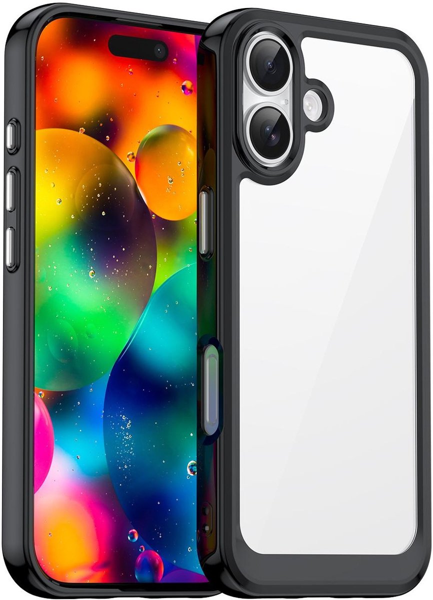 Hoesje geschikt voor Apple iPhone 17 - Phonesta Acrylic Hybrid Back Cover - Zwart