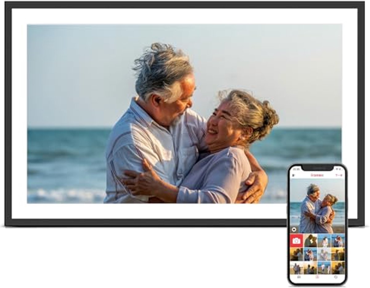 Digitale fotolijst 39,6 cm (15 inch) met Wifi, 32 GB opslag en 1920 x 1080 IPS HD-touchscreen