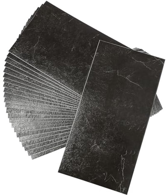 Zelfklevende waterdichte tegelstickers, 60 x 30 cm, pvc-vloerbedekking, 10 stuks, marmereffect, 3D-tegelstickers (grijs