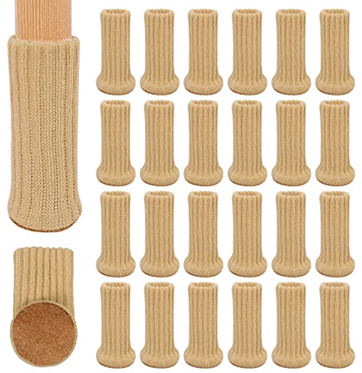 Stoel Sokken Set van 24 - Hoge Elastische Vloerbeschermers voor Meubels - Antislip en Vermijd Krassen - Geschikt voor Diameter van 1'' tot 2''