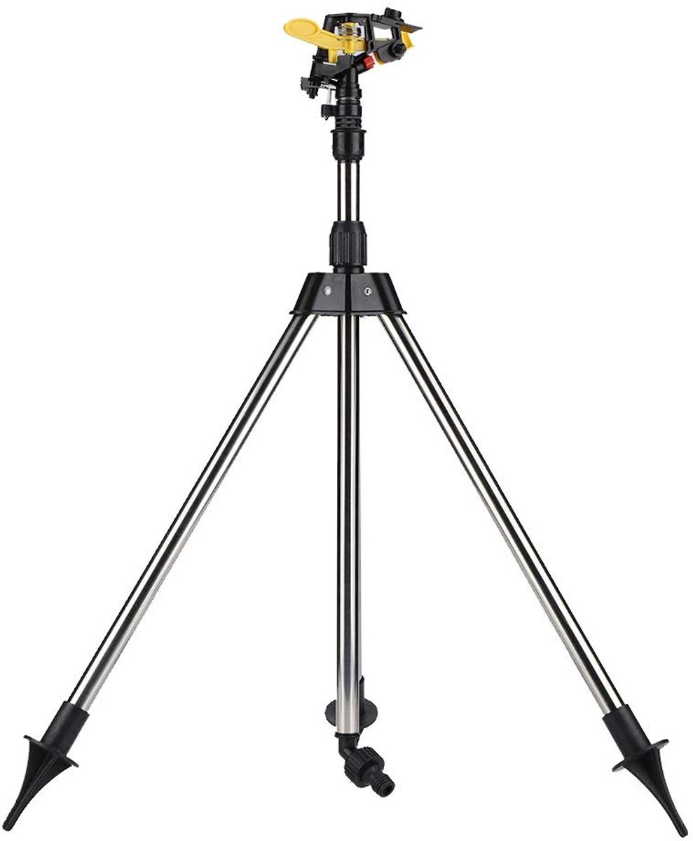 Stainless Steel Sprinklers for Garden,Tripod Base Impact Sprinkler, Adjustable Tripod Garden Sprinklers, Water Sprinkler for Lawn, Lawn Sprinkler (4.5 x 4.3 inches)