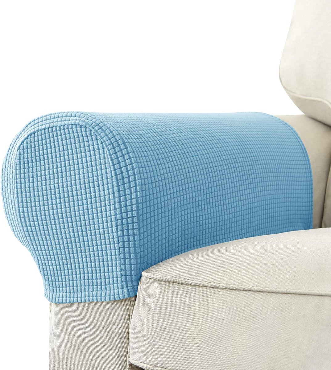 TuseRxln Meubelovertrekken - Stretch - Jacquard Anti-slip Armleuningen 2 Stuks - Sky Blue