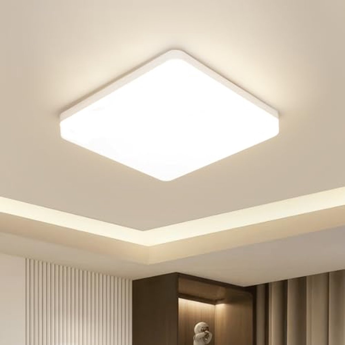 LED Plafondlamp 36W - Vierkant Dimbaar, Neutraal Wit, 4500K, 3240 Lumen voor Woonkamer, Ke