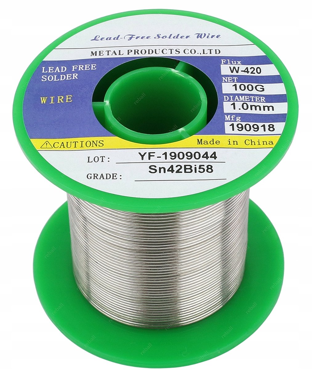 Loodvrije Soldeer 138°C Sn42Bi58 1mm 100g met Flux
