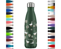 FLASKE Original Drinkfles 500 ml - Geïsoleerde RVS Waterfles - BPA-vrij - 12u Warm & 24u Koud - Geschikt als Thermosfles en Thermoskan - Water Bottle Stainless Steel - Goose Haven