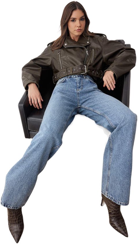 jeans, wijde, rechte pijpen, stretchcomfort, donker denim | Ulla Popken