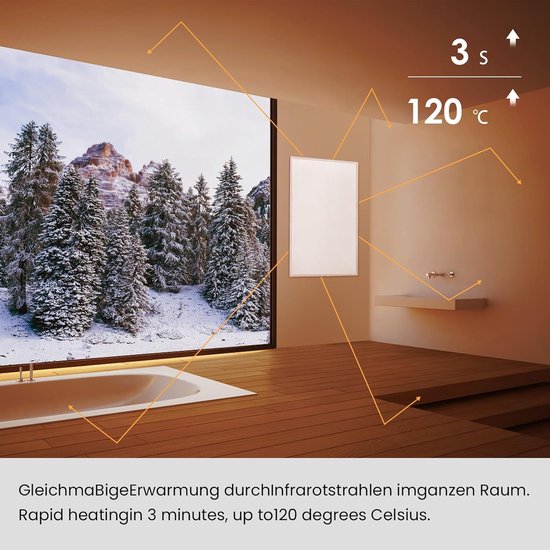 Infraroodverwarming 800 Watt - Muurbevestiging tot 120 graden Celsius ...