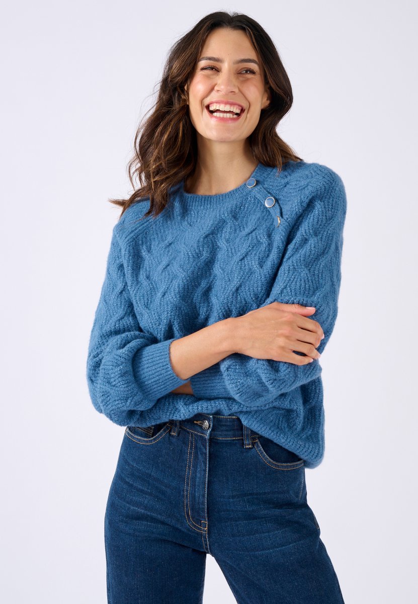 Damart - Trui kabelgebreid Thermolactyl - Dames - Blauw - XXL