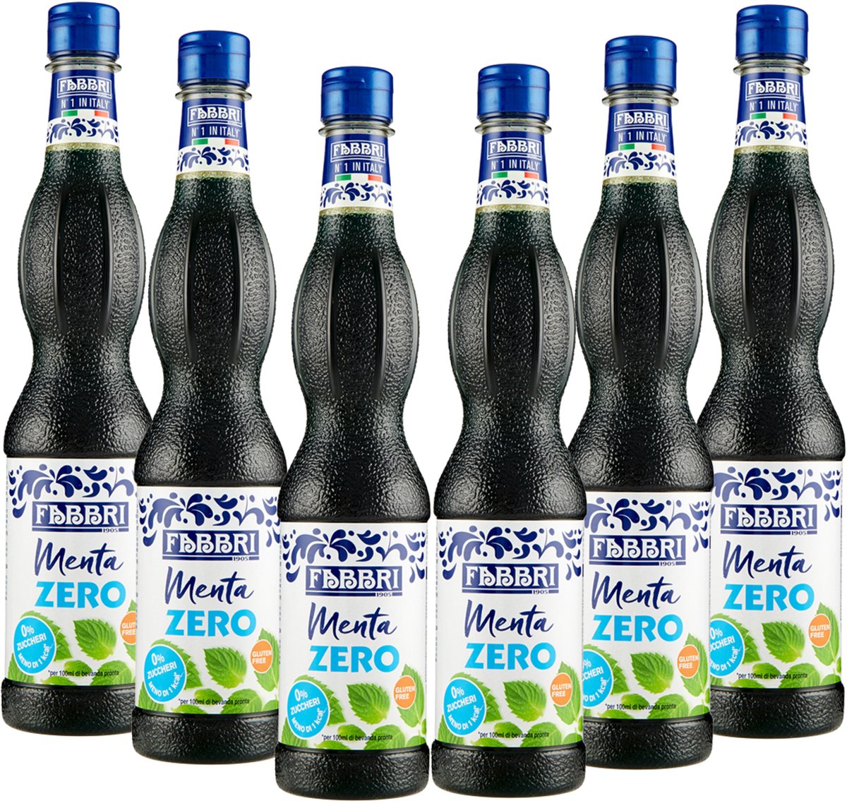 Set van 6 - Fabbri 1905 - Menta Zero 560ml | Zero toegevoegde suiker en glutenvrij fles met hersluitbare dop