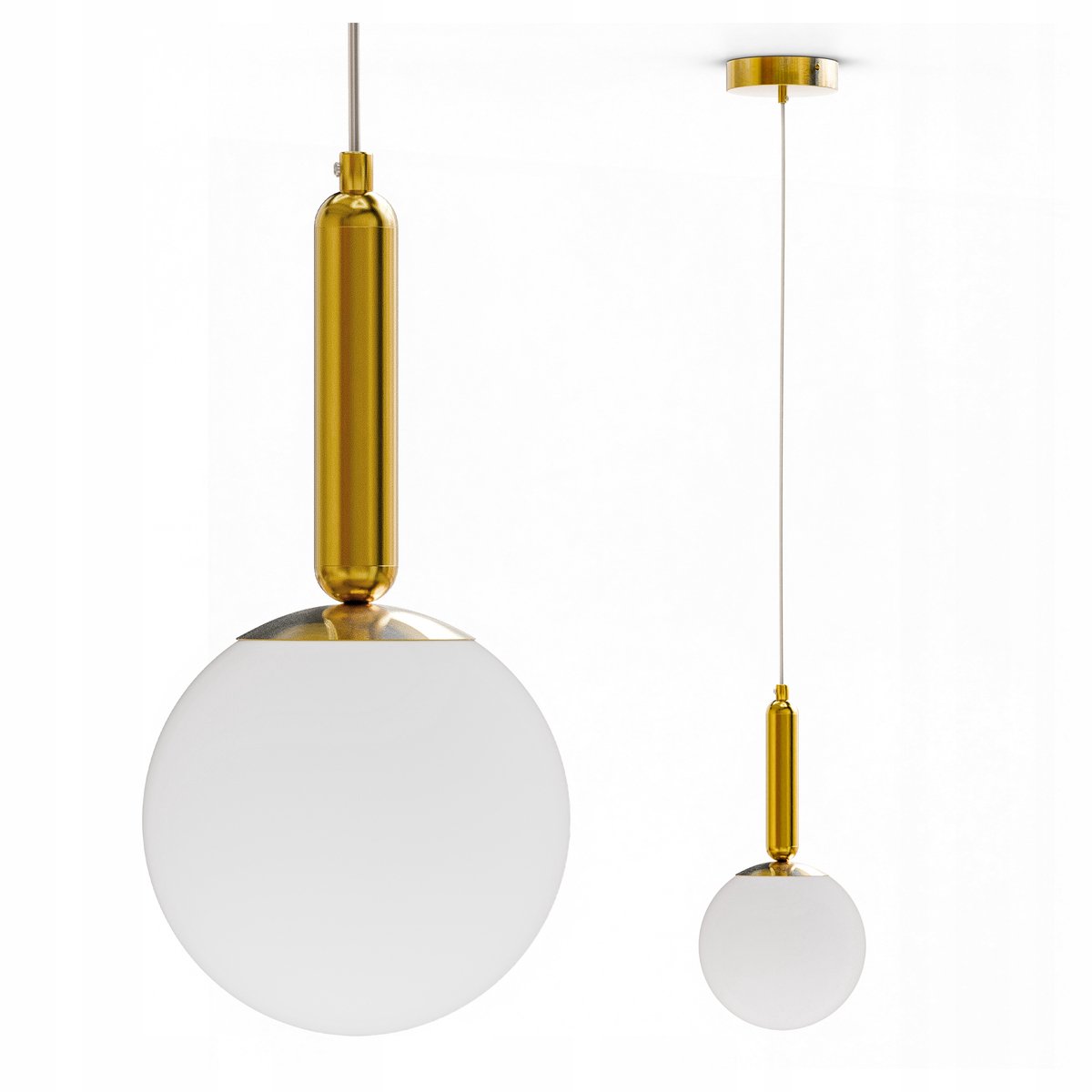 Gouden Hanglamp LED E27 met Witte Glazen Bollen voor de Woonkamer