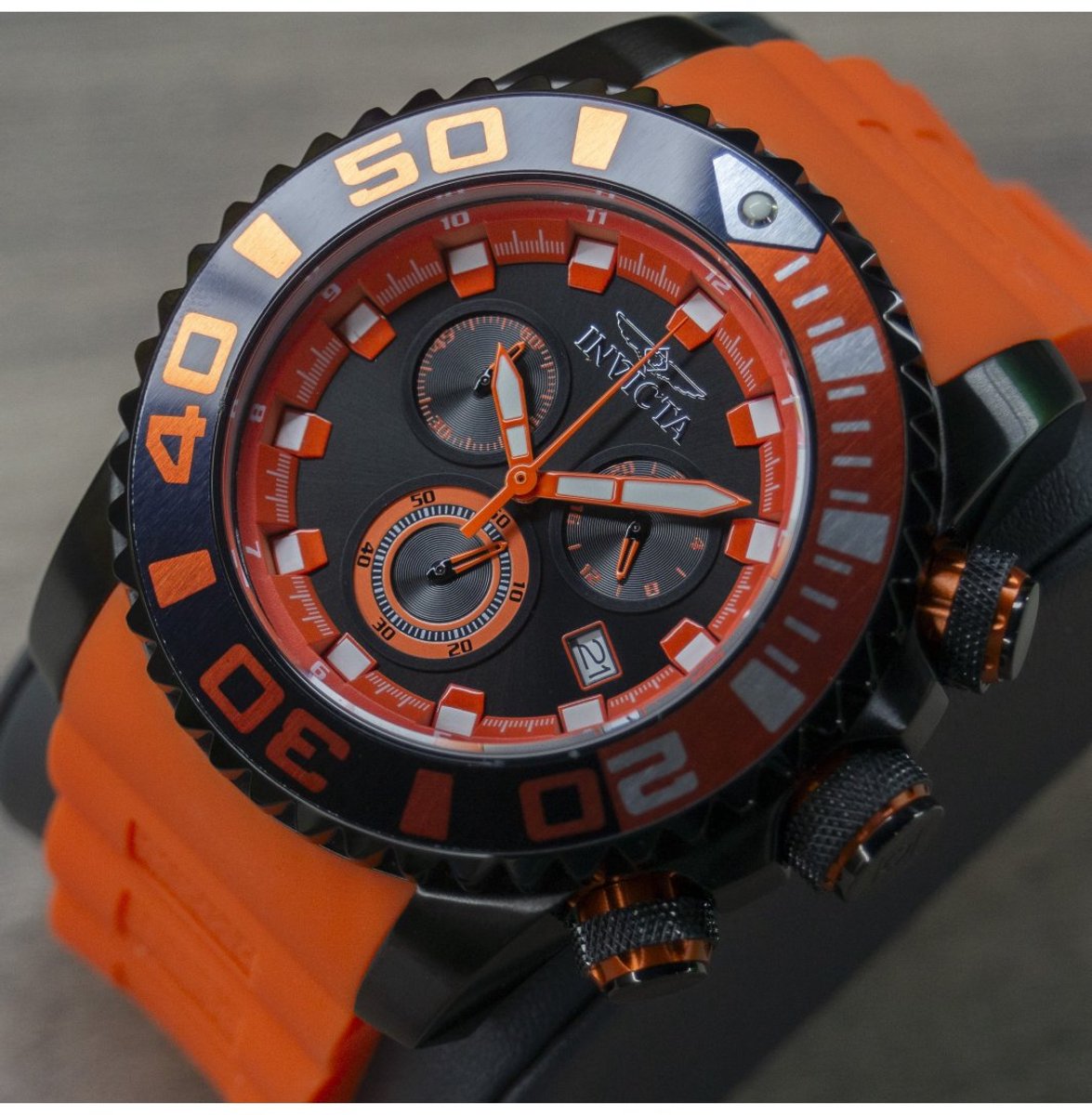 Invicta Sea Hunter 48986 Heren Horloge - Waterdicht - Analoog - Quartz Uurwerk - Roestvrij Staal met zwarte Wijzerplaat - 52mm