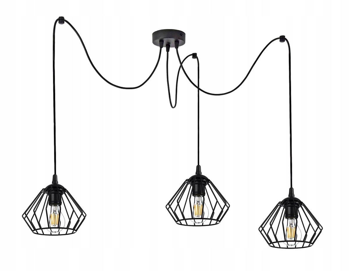 Hanglamp Spider Diamant LED - Industrieel Design - Zwart