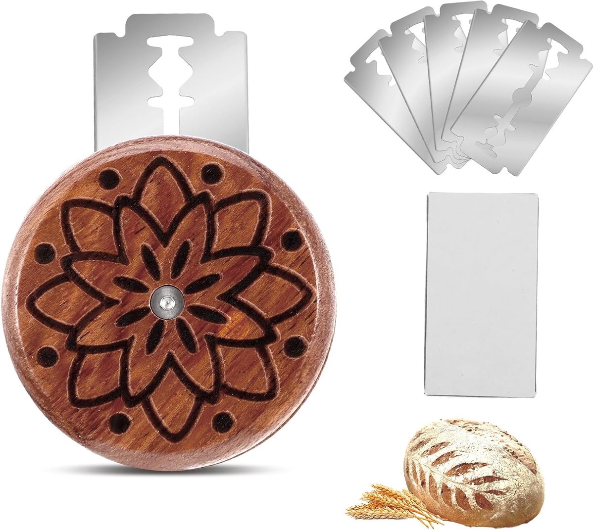 Draagbaar - Rond - Broodsnijder, Broodtrimmer, Snijmachine, Bakaccessoire met 5 messen