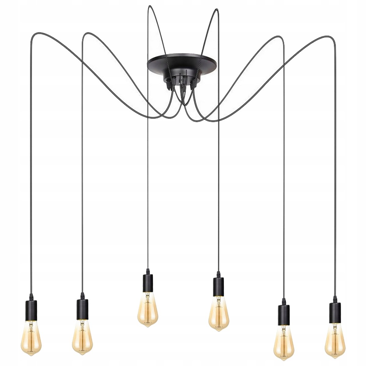 Hanglamp Spider 6xE27 LED Zwart - Stijlvolle Industriële Plafondlamp