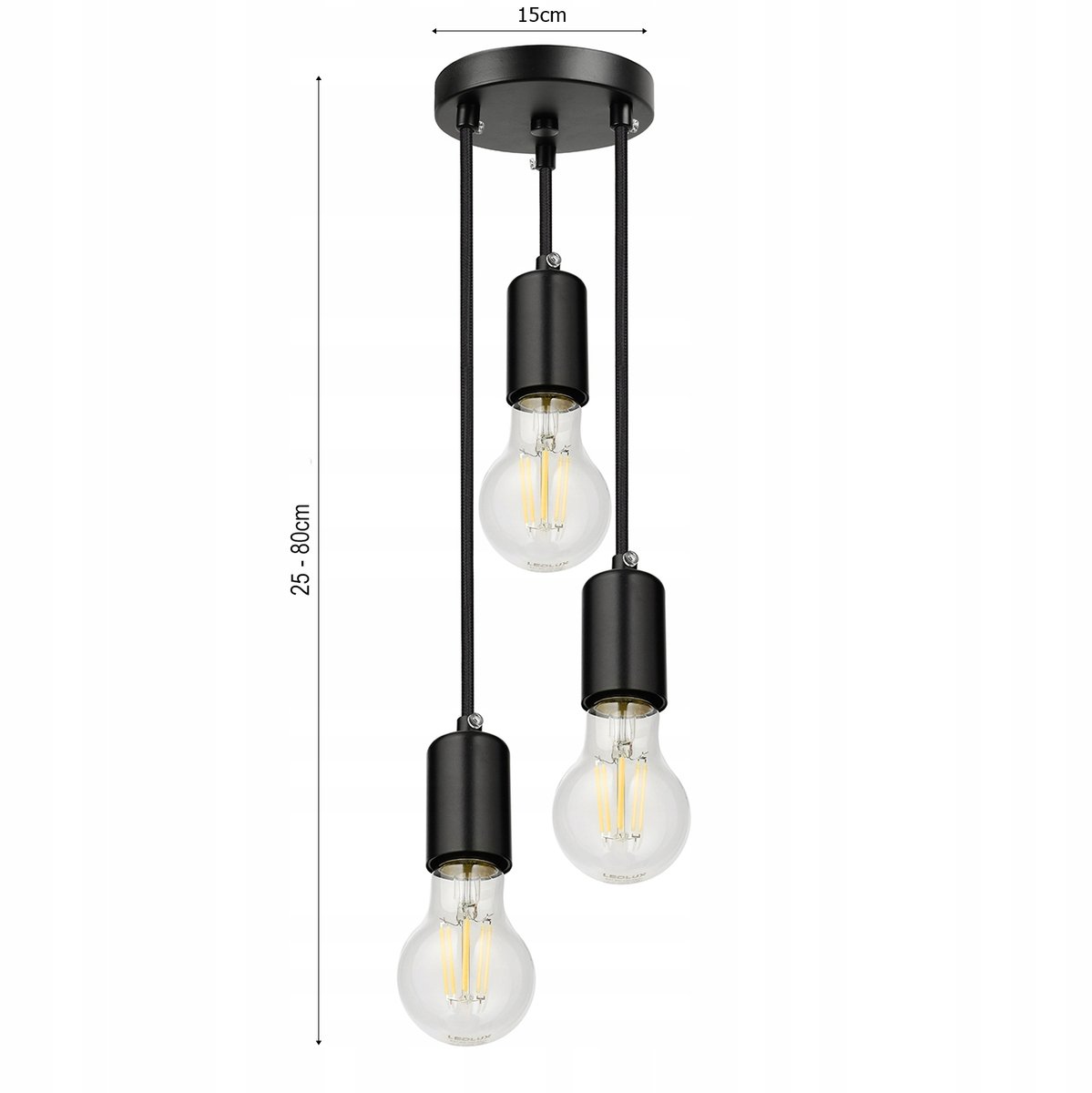 Moderne Zwarte Plafondlamp met E27 Fitting - 3 Lichtpunten