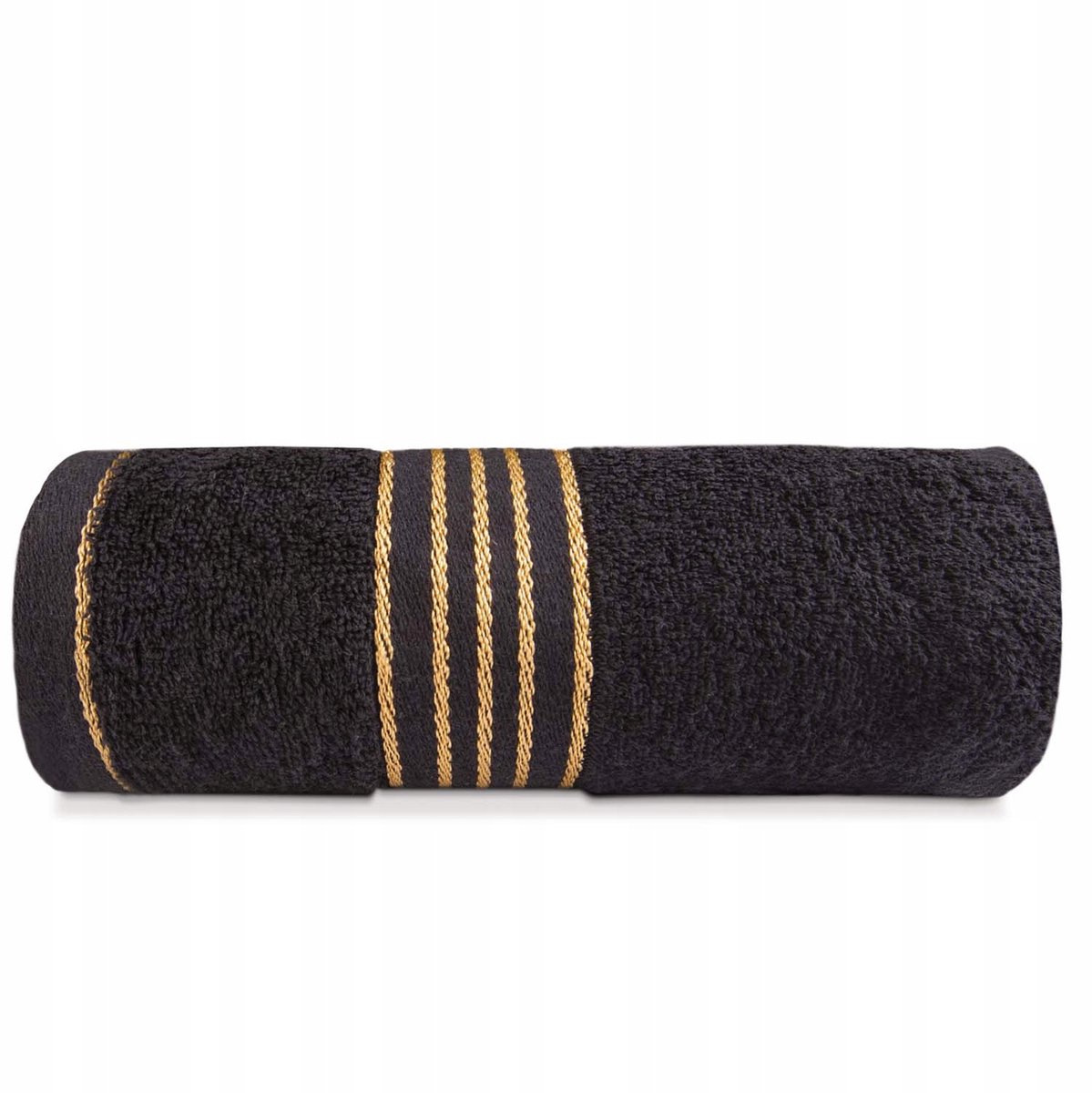 Darymex TIWANO handdoek zwart met gouden bies 30x50cm, 100% katoen