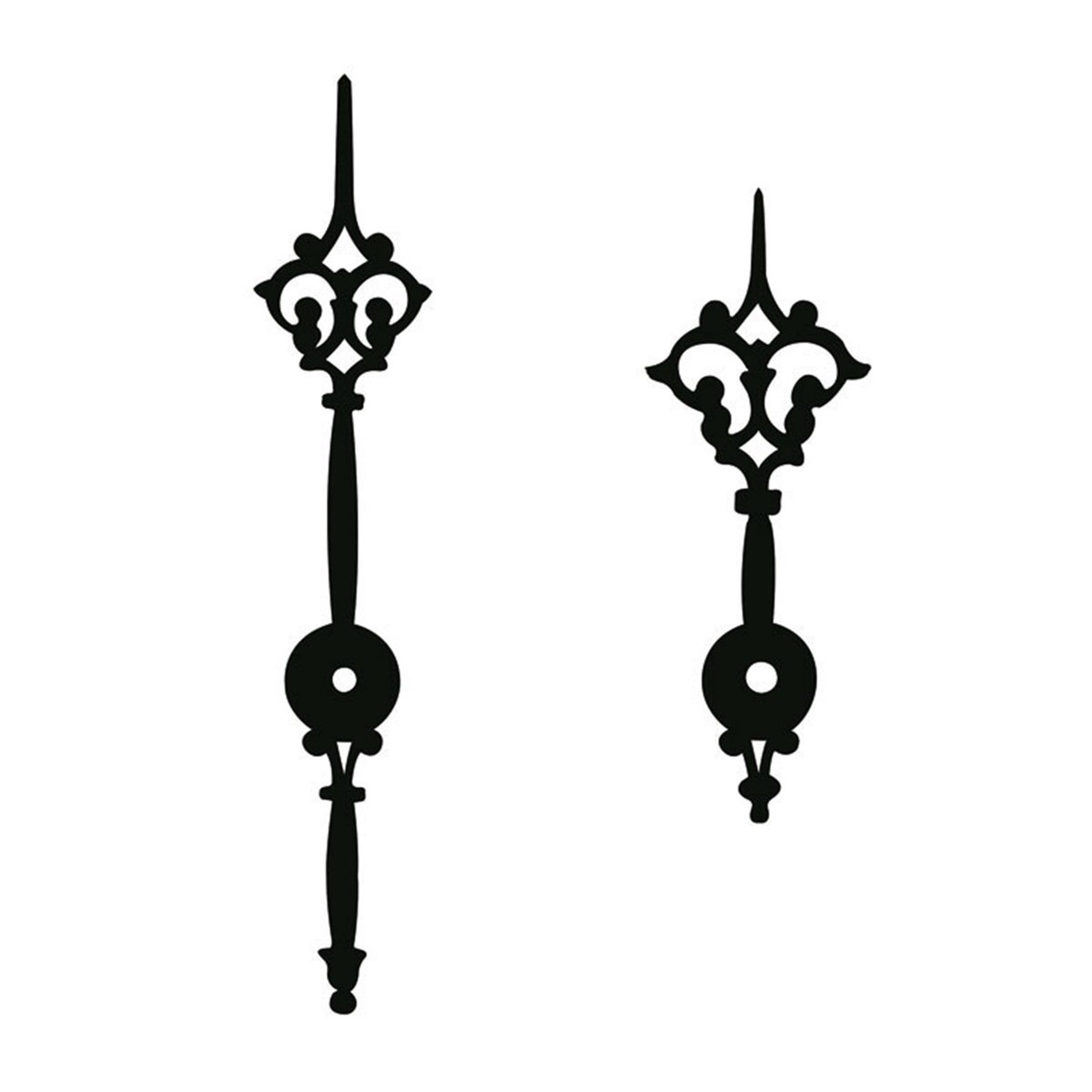 Wijzerspaar voor mechanische antieke zwarte minutenwijzer - L: 65 mm