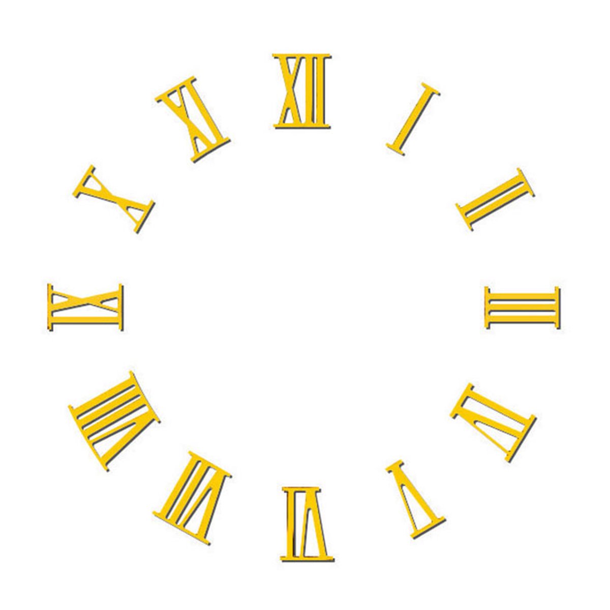 Set Romeinse cijfers, geborsteld messing, L=15mm