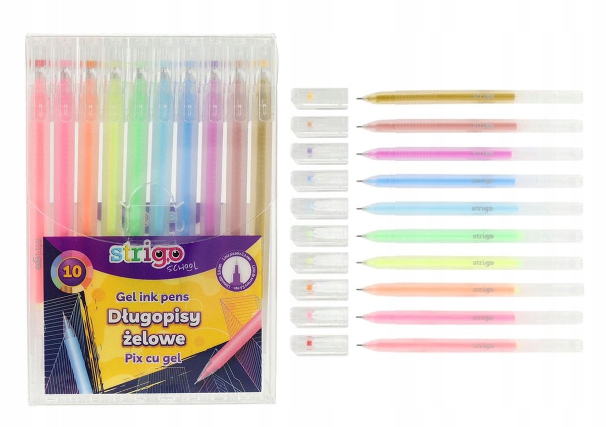 Strigo Gelpennen Set - 10 Neon Kleuren - School & Kantoor