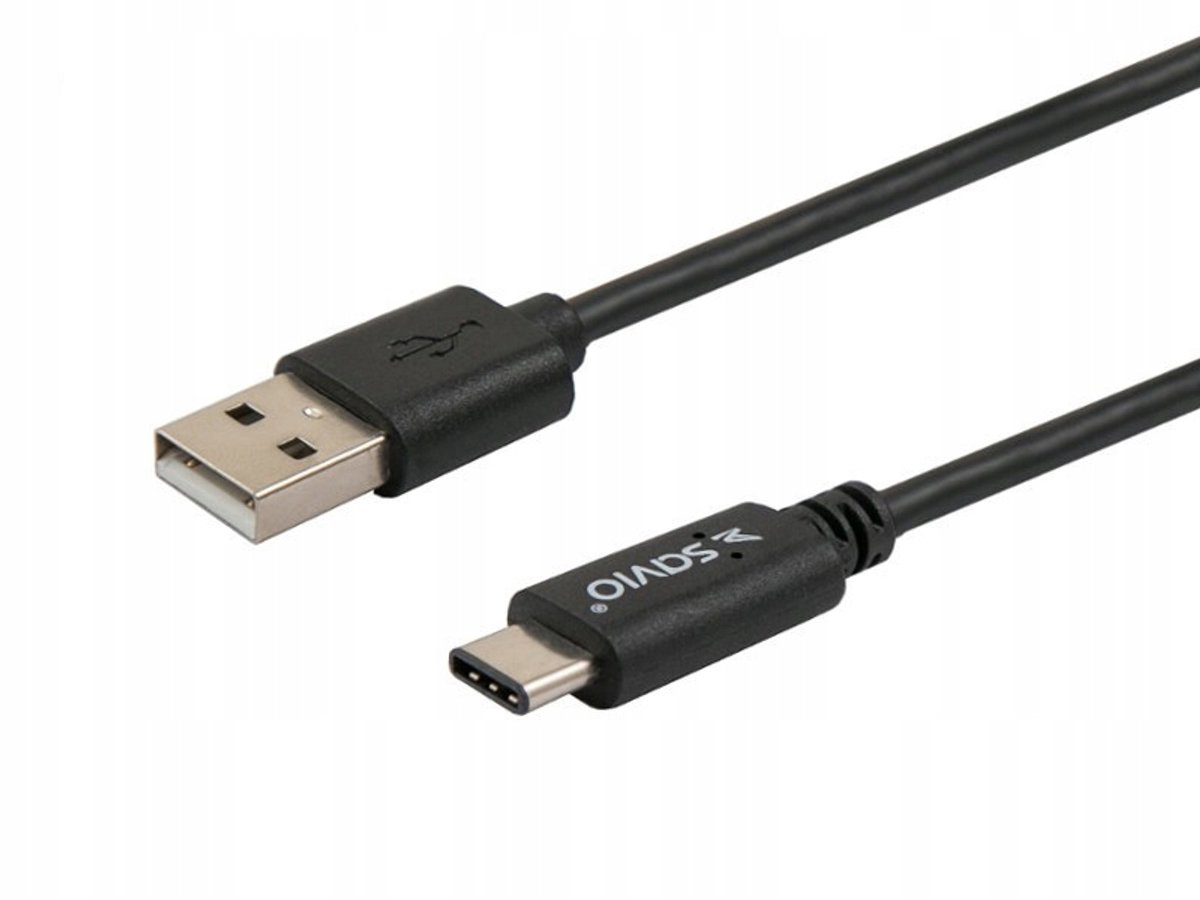 Savio USB-C naar USB 2.0 kabel, 1m, zwart