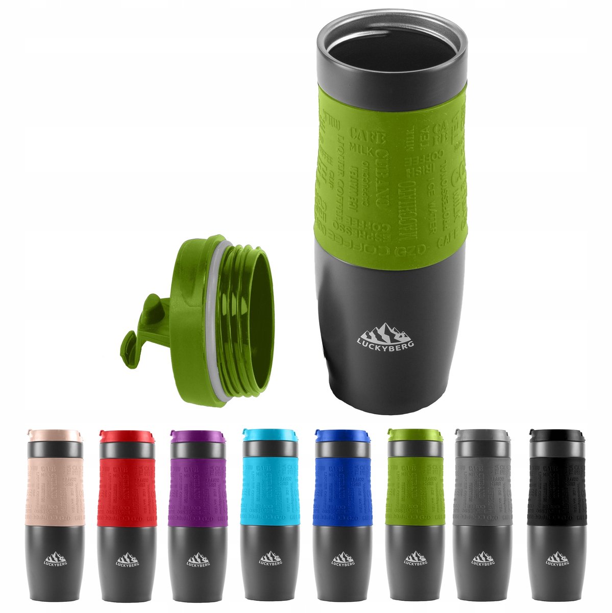 LUCKYBERG Thermosbeker 400 ml roestvrij staal - groen, houdt tot 6 uur warm