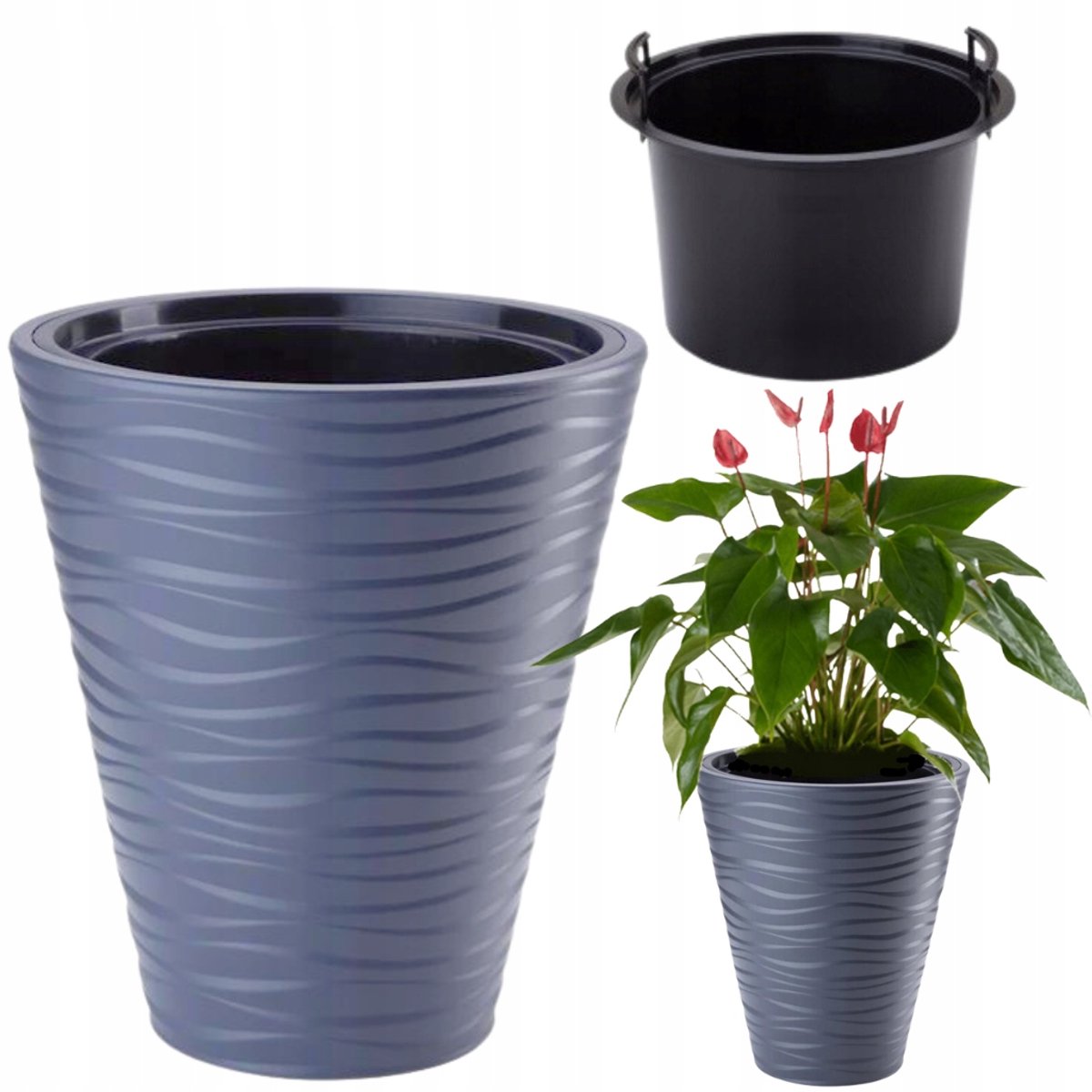 Sahara Dunes Pot Antraciet 30cm met 3D Effect in Inzetstuk