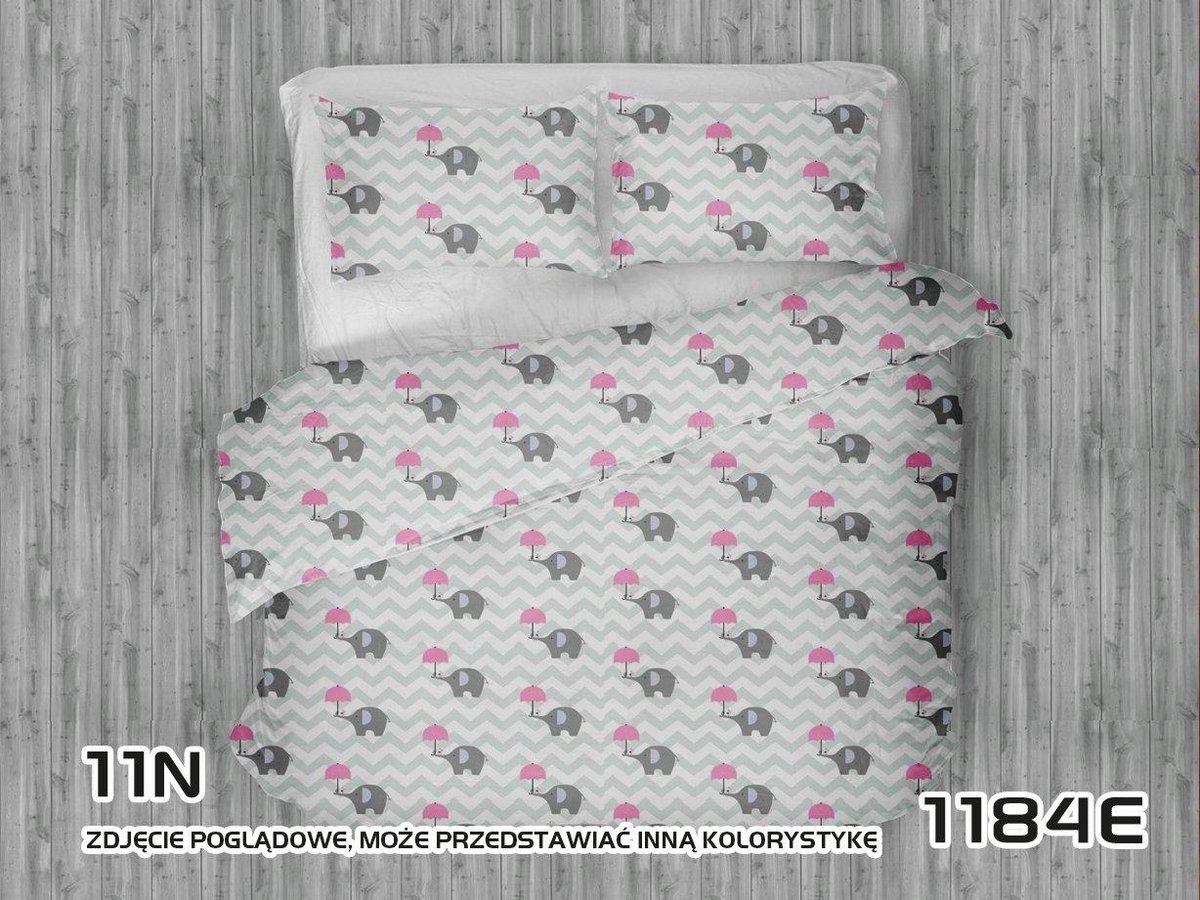 Katoenen Kinderbeddengoed 90x120cm - Vrolijke Olifantjes Grijs