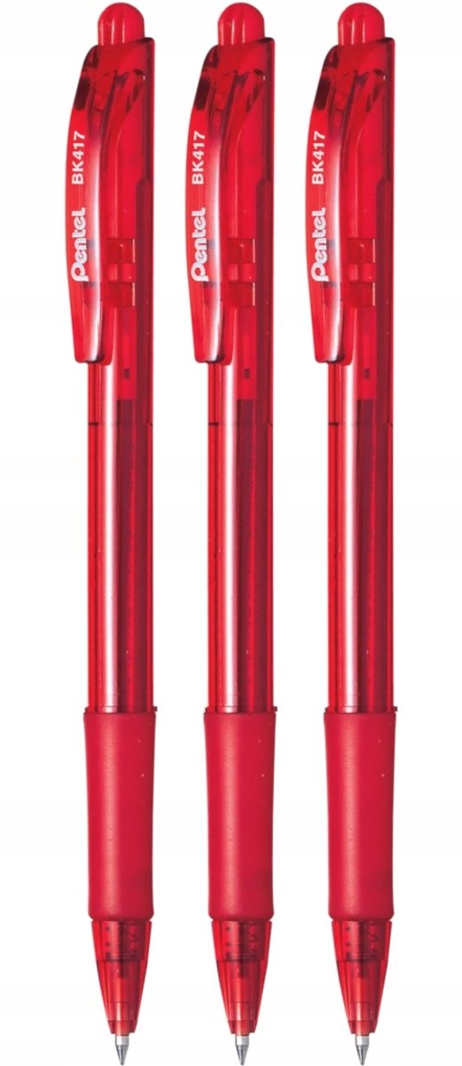 3x Pentel BK-417 Rode automatische pen 0,7 mm