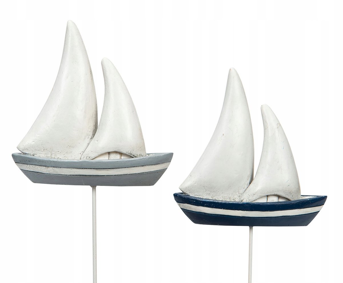 2x Zeilboot Decoratie voor Potten - Maritieme Sfeer