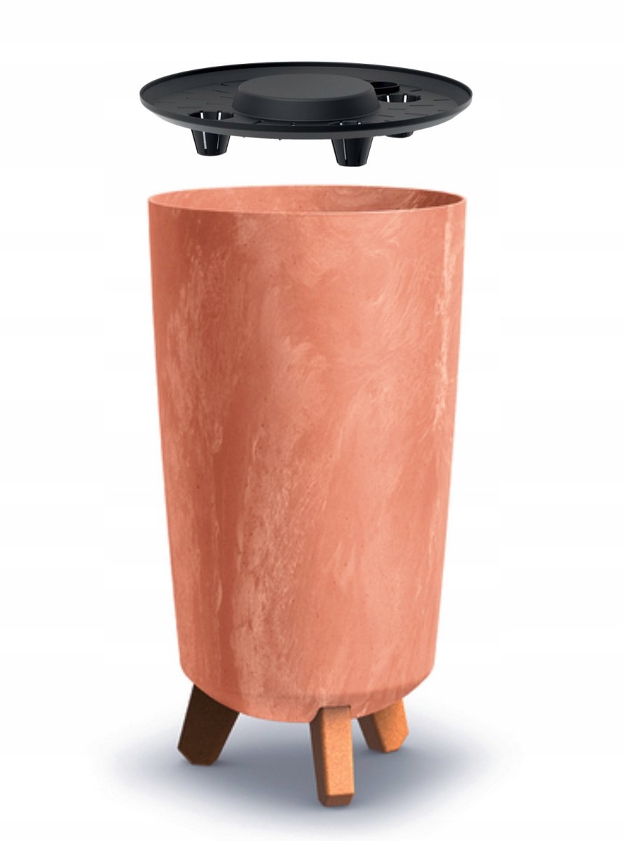 Gracia Hoge Pot met Inzet op Poten - Terracotta Betonlook