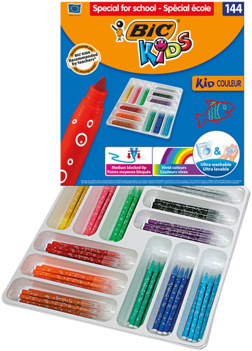 Kleurstift bickids couleur schoolbox m assorti | 10 stuks