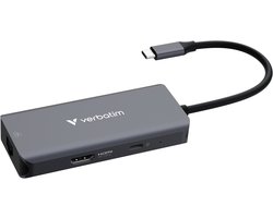 Verbatim 32157 – USB-C Hub – 6 poorten: RJ45, HDMI, USB-C PD, 3 x USB-A 3.2 Gen 1