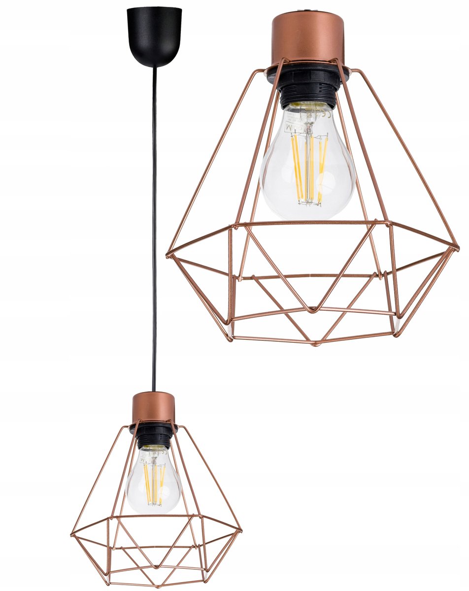 Hanglamp Loft Diamant Koper E27 - Stijlvolle Verlichting