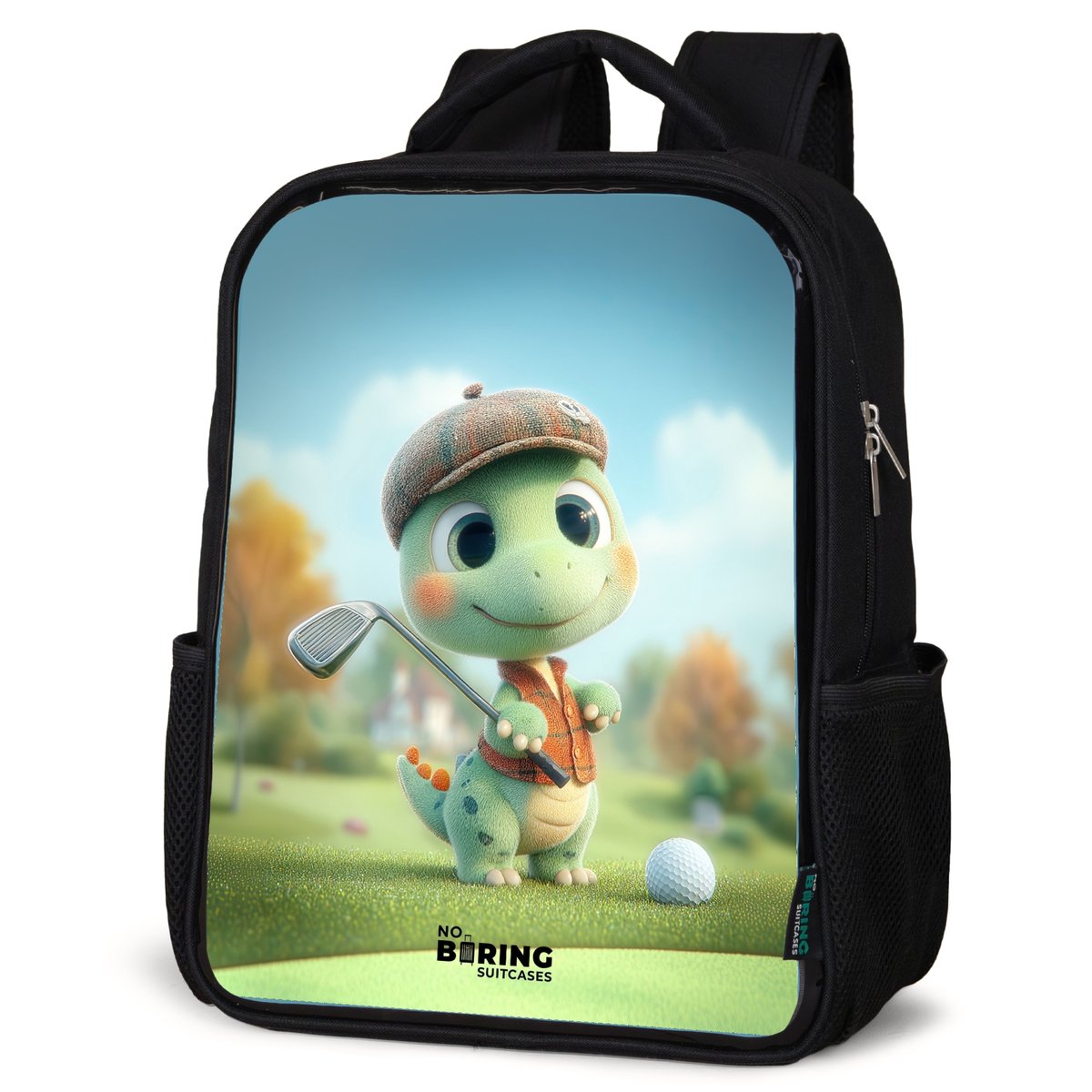 NoBoringSuitcases.com® - Rugzak zwart jongens - Schooltas jongen - NoBoringSuitcases.com® - Rugzak zwart - Schooltas jongen & meisje - Golf - Dino - Groen - Rugtas voor school - Boekentas kind - Schoolrugzak - Kinderrugzak