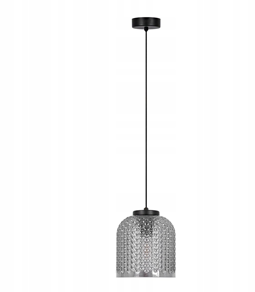 Industriële Zwarte Hanglamp met Gekleurde Glazen Kap voor Eettafel