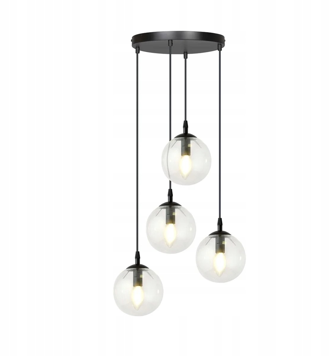 Emibig COSMO hanglamp Zwart/Transparant Glas Metaal 4x E14 10W