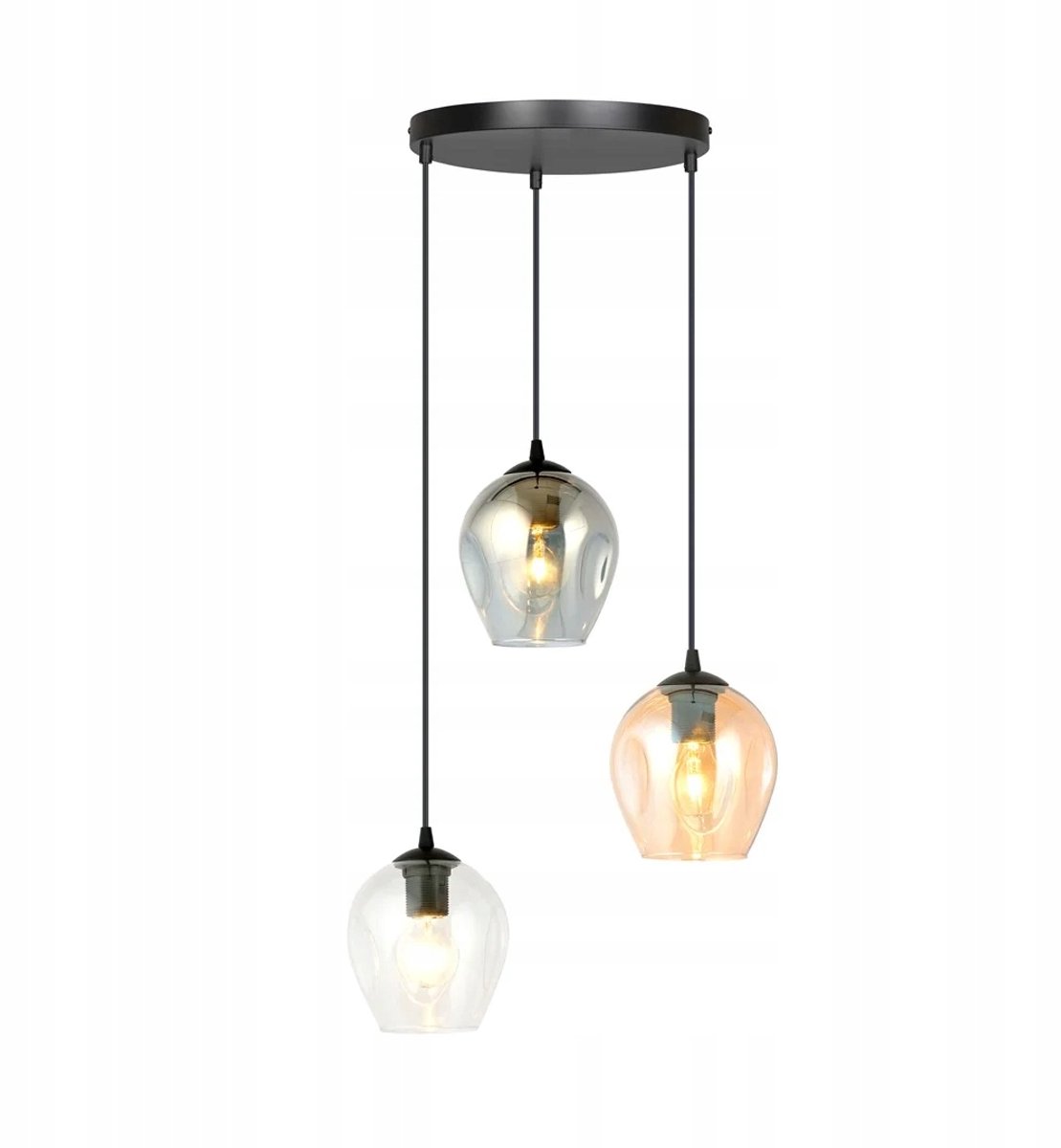 Emibig ISTAR hanglamp 3xE27 zwart/kleurrijk glas, Ø40cm