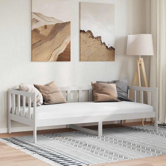 Canapé convertible pin massif blanc 90x200 cm