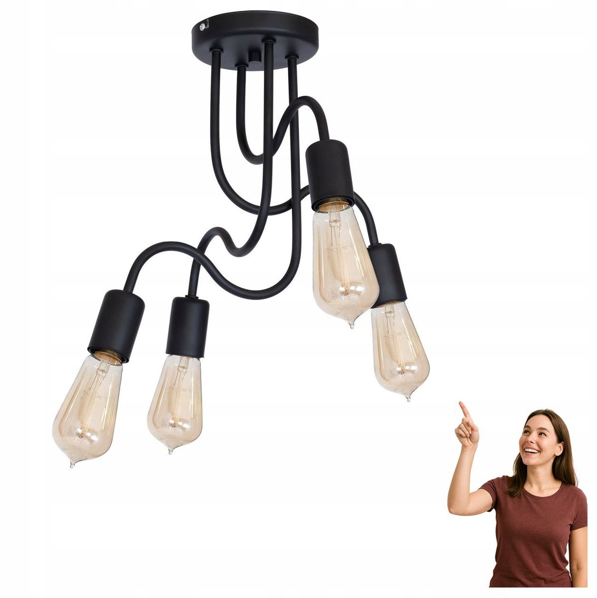 Luminex DOW 8060 Plafondlamp Zwart - 4 Spots, Modern