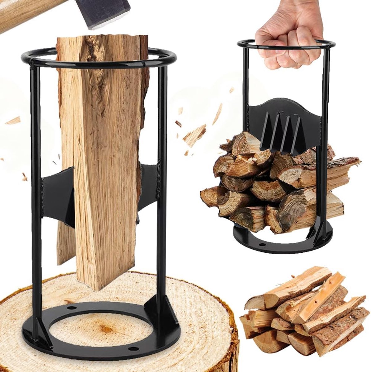 Kleine houtsplijter handmatig - 10 x 20 cm - brandhoutsplijter van gietijzer - splijtgereedschap voor hout - draagbare aanmaakkraker - voor aanmaakhout en haardaccessoires - 1 stuk