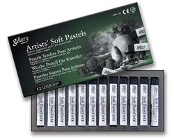 Mungyo Gallery Artists Pastels - 12 Stuks Zwart Koolstof