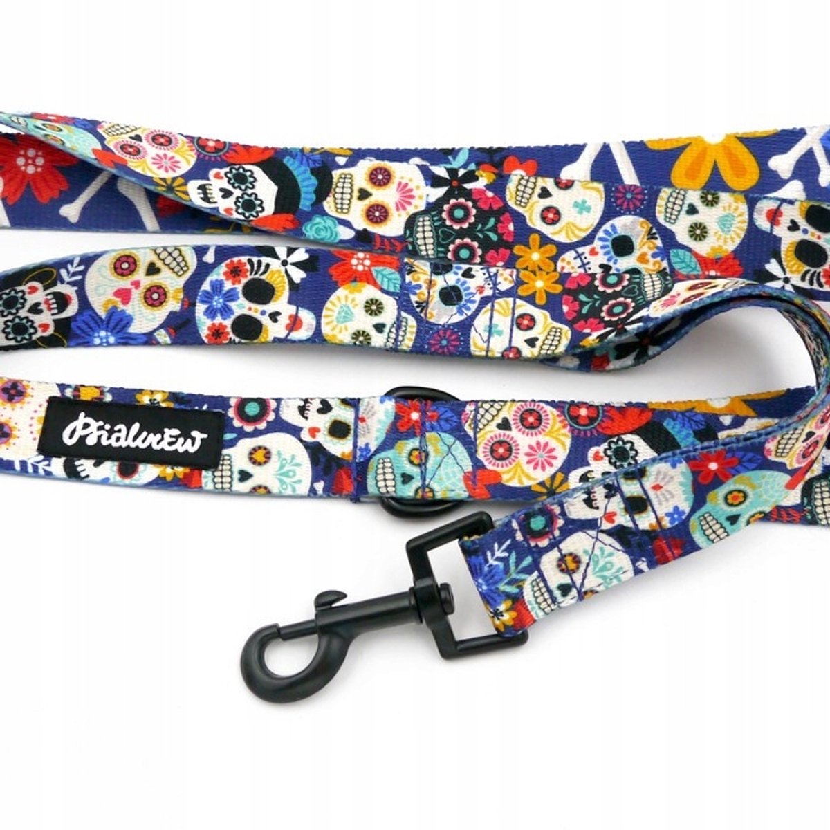Psiakrew Hondenriem Dia de los Muertos 160cm - Zwart