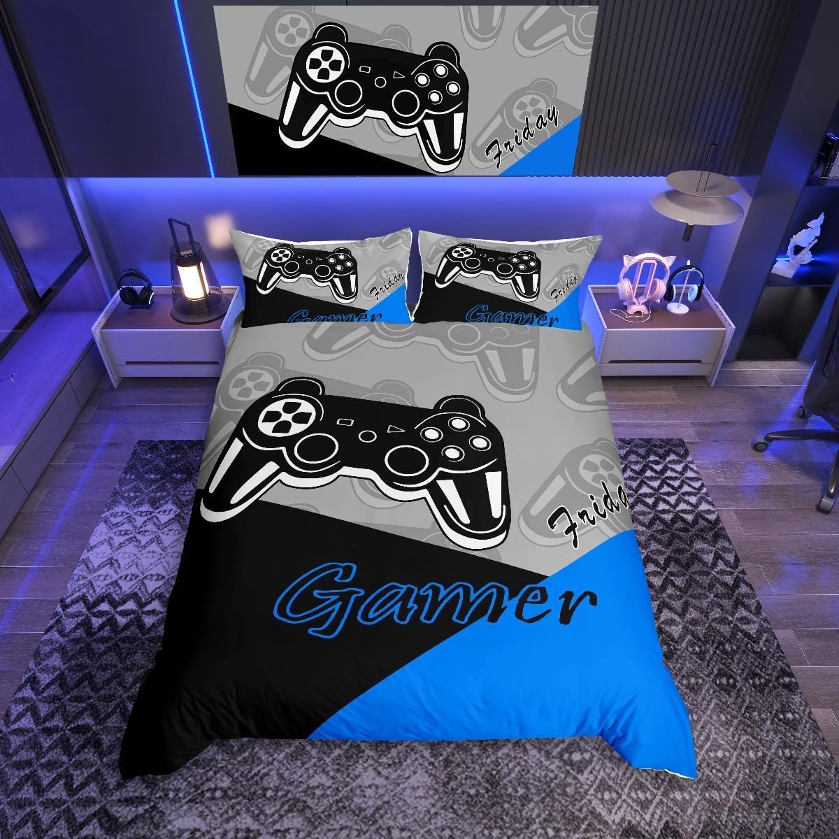 Unyqoos Stijlvolle beddengoedset met gamepad ontwerp voor gamers slaapkamer Kleurjik